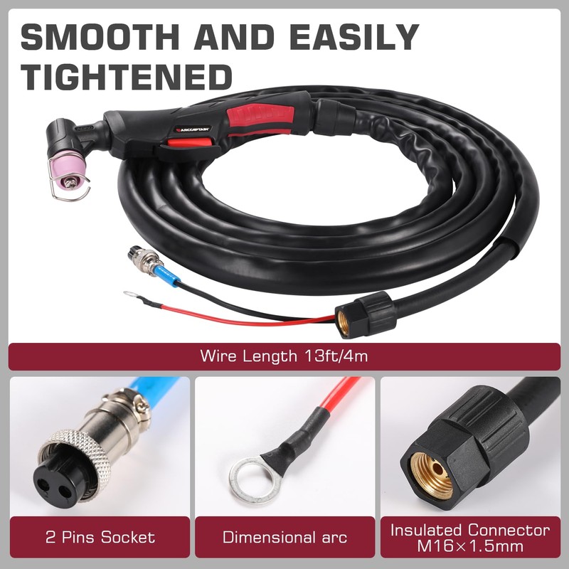 ARCCAPTAIN Plasma Cutting Torch, AG60 Plasma Torch 4 M Cable