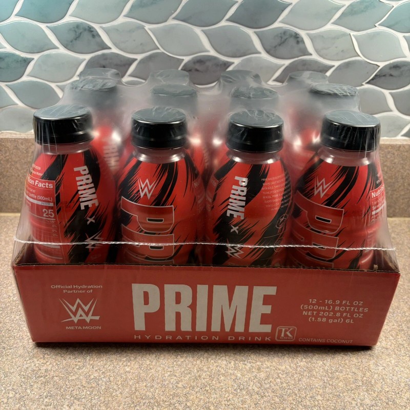 Prime One (1) Prime Hydration Drink WWE Red & Black