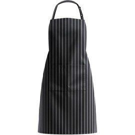 KIMERSE Apron for Women Men Chef, Adjustable Bib Aprons with Pockets for Cooking Serving Painting Gardening, Gifts for Friends -Black with Stripe