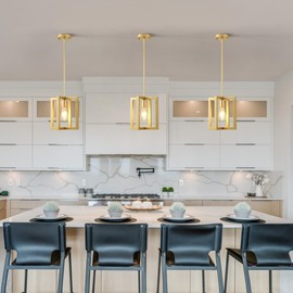 Klgxnrd Mini Modern Farmhouse Gold Pendant Lighting for Kitchen Island, Adjustable Industrial Entryway Light Fixture Hanging for for Hallway Bedroom Dining Room Closet