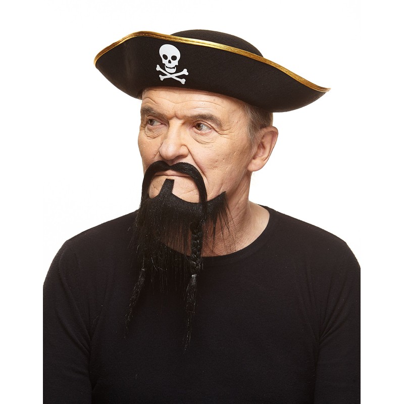 Mustaches Braided, Pirate Fake Beard, Black