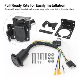 Autopher Multi-Tow 4 to 7-Way Trailer RV Blade and 4-Way Flat Female Connector Adapter