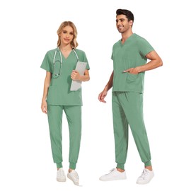 Maizoon Scrub Set for Women and Men Medical Uniform Set 2 Piece V Neck Short Sleeve Top with Pockets Quick Dry Lightweight