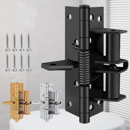 2 in 1 Door Closer Automatic Safety Spring Door Closer Door Stopper,Easy to Install to Convert Hinged Doors to Self-Closing (Black)