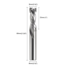 EU_HOZLY Spiral Mill Up & Down Compression Bit 8 mm Cutting Diameter, 8 mm Shank, 25 mm Cutting Length CNC End Mill for Wood Carving, Engraving, Pack of 2