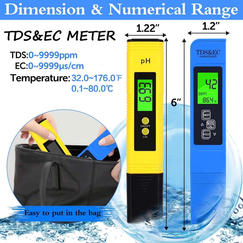 PH Meter TDS Meter Kit, Water pH Meter and 3