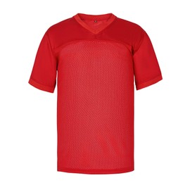 Mens Blank Football Jersey,Polyester Plain Football Shirt Pullover Sports Clothing (3X-Large, Red)