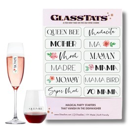 GLASSTATS Mother's Day Dissolvable Drink Markers - Wine Glass Charms - Perfect for Mother's Day Parties - 12+ Dissolvable Drink Markers