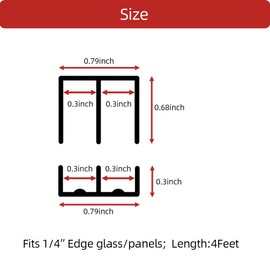 Aroilder Sliding Door Track, Fit 1/4" Thick Panels, U Channel Rubber for Sliding Cabinet/Closet Door Track, Black, 4Feet