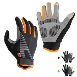 CubePlug Breathable Padded Full Finger Motorcycle Gloves Full Finger Gloves for Cycling Hiking Climbing Outdoor Sports (Orange, M)