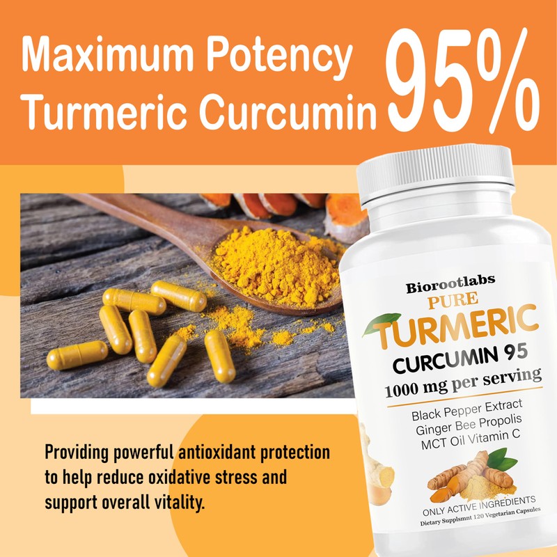 Biorootlabs Turmeric Curcumin Supplement 1000mg 120 Capsules