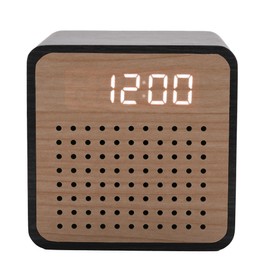 Widdop and Co Interval LED Wooden Alarm Clock with Bluetooth Speaker - Black - USB Powered - 8cm x 8cm - Sleek, Stylish, Compact Alarm Clock for Bedroom, Office, Kitchen