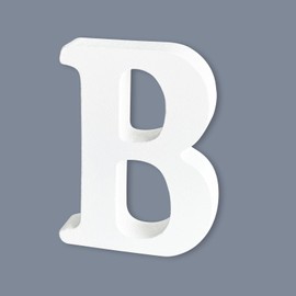 6 Inch Wooden Letters, White Unfinished Wood Letters for DIY, Three-Dimensional Wedding Birthday Party Wall Decor, Letter B