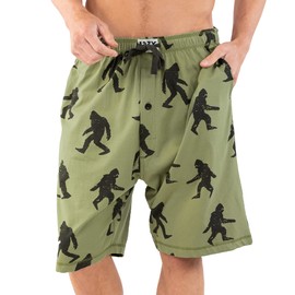 Lazy One Pajama Shorts for Men, Men's Pajama Bottoms, Sleepwear, Mythical, Creature (Bigfoot, Small)