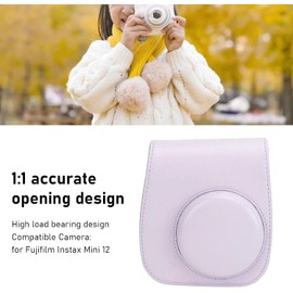 Ejoyous Caja de Cmara Protectora para Fujifilminstax Mini 12, Bolso Protectores de Cmara Instantnea de Pu con Filtros de lbum de Correa Ajustables Extrables Pegatinas de Marcos (PURPLE)