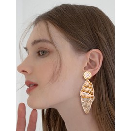 arete colgantes con abalorio para mujer, hechos a mano, con diseño de unicornio, helado, arcoíris, paraguas, aretes colgantes para mujeres, ideas de regalos navideños, abalorio, Cuentas