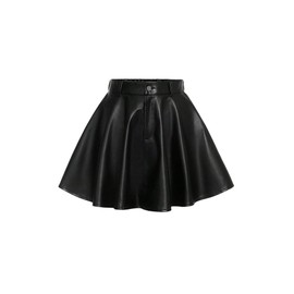 Floerns Girl's High Waisted Faux PU Leather Skirt A Line Skater Skirts Black 12-13Y