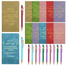 Colarr 24 Pcs Employee Appreciation Gifts Thank You Gifts Bulk for Staff Coworkers Leather Journal Pocket Notebook Touch Ballpoint Pen for Team Volunteer Student Teacher Healthcare(Fresh Color)