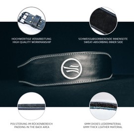 Weight-lifting belt, weightlifting belt, strength training, gym belt, weightlifting, powerlifting belt for strength sports such as deadlift, squats and body building, fitness belt with padding, black