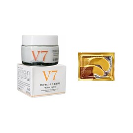 DRESC STORE - V7 Water Light Crema Hidratante Profunda + 1 Par De Mascarilla De Colageno Para Ojos Con Base De Oro, Fórmula Tonificante,...