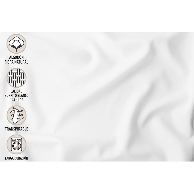 Burrito Blanco Fitted Sheet A8, 100% Cotton Flat Sheet, Fitted