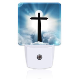 Cross and Blue Sky Night Light for Kids, Sun Cloud Heaven Night Light Plug in with Dusk to Dawn Sensor, 0.5w Energy Saving Sleep Friendly Nightlight for Hallway Stairway Kitchen Bedroom