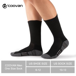 COOVAN 8 Pairs Mens Crew Socks Cushioned Moisture Wicking Athletic Heavy Duty Work Sport Socks Breathable Training Socks