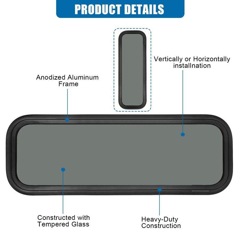 OUTPRIZE Fixed RV Window, 33" W x 10" H Tinted