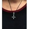 Kiss of Leather Wolf Cross Pendant Stainless Steel with Curb