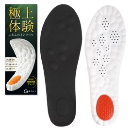[Fluffy Superb Experience] Insole, Sole, Heel Protection, Shock Absorption, Cushioning Material, Standing Work, Sports, Breathable, Foot Point Shoes, Footbed, 1 Pair (Black, L 10.0 - 10.2 inches (25.5