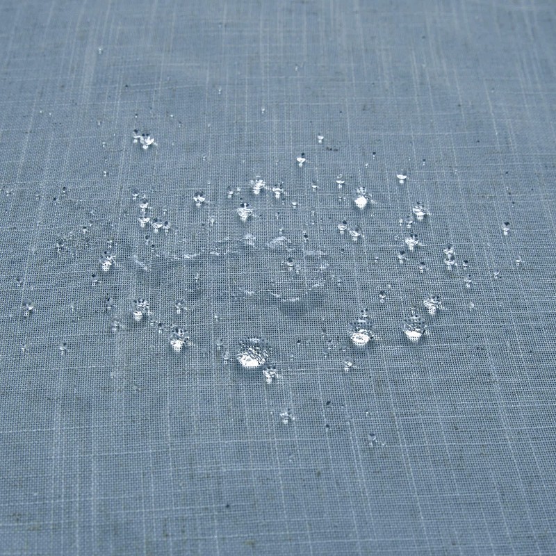 KOUFALL Stone Blue Waterproof Linen Fabric Shower Curtain for Bathroom