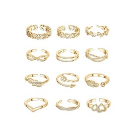 KONPJE Toe Ring Set Waterproof Toe Rings (gold1)