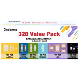 Dodanros Variety Bandages Pack,328ct Assorted Bulk Various Sizes, Shapes &Features | Sheer & Flex Fabric with Benzalkonium, ECO Bamboo Fabric, Waterproof, Cartoon Blind Box Fragrance Bandages
