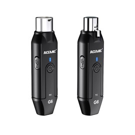 ACEMIC 2.4G Wireless Microphone Audio Transmitter and Receiver System Plug-on XLR Mic Adapter 6 Channels for Dynamic Mic, Audio Mixer, PA System, G6