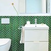 Green Peel and Stick Backsplash Herringbone Tile, Renter Friendly Backsplash
