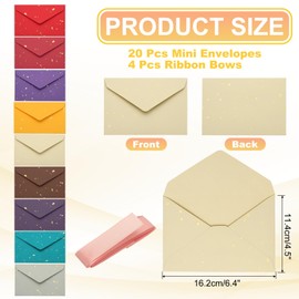 sourcing map 20 Pack Greeting Card Envelopes with Ribbon Bow, 6.4" x 4.5" Tiny Items Storage Vintage Cute Present Card Holder for Wedding Greeting Party Postcards, Beige