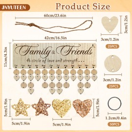 Family Birthday Reminder Calendar, DIY Wall Hanging Calendar with Takraw Ball, Wooden Anniversary Wall Hanging Calendar Plaque Sign Board with 50 Pcs Tags for Home Office Wall Décor