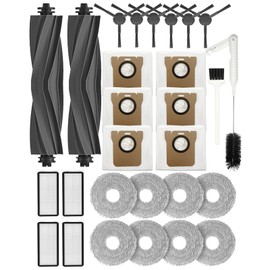 Yivy 28PCS Replacement Parts for Dreame L20 Ultra/L20 Ultra Complete, L30 Ultra/L30 Ultra Complete, Vacuum Cleaner Accessory Kit: 2 Main Brushes, 6 Side Brushes, 4 HEPA Filters, 6 Dust Bags, 8 Wipes