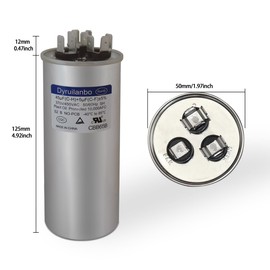 45+5μF mfd CBB65 Air Conditioner Start Capacitor 45/5 ±5% 370/440 VAC 50/60Hz Dual Run Round Start AC Capacitor for Condenser Straight Cool ，Heat Pump ，AC Unit Fan Motor Start，HVAC，AC Motor Run
