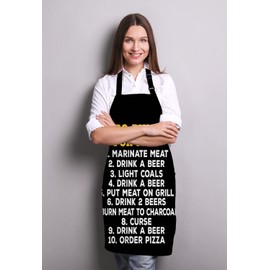 Wasach Barbeque Rules For Men BBQ Cooking Funny Novelty Apron,Adjustable Neck Bib Apron for Men Women,Suitable for Kitchen Cooking Waitress Chef Apron