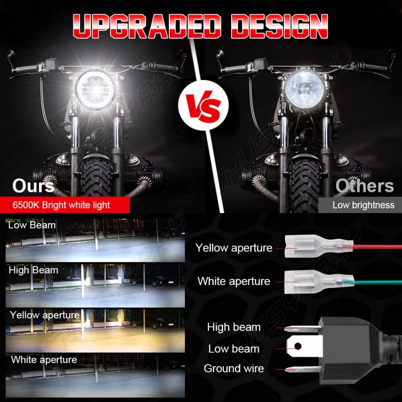 CHUSYYRAY Pair 7" Inch Round LED Headlights Angle Eyes DRL