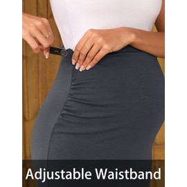 AISWI Maternity Adjustable Waist Maxi Skirt Over The Belly Stretchy Pregnancy Long Pencil Skirts Casual Spring Summer, Charcoal Grey, X-Large