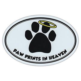 Oval Car Magnet - Paw Prints in Heaven - Dog/Pet Memorial - Magnetic Bumper Sticker