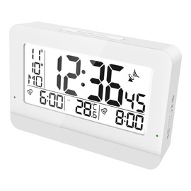 Miraval digitaler Funkwecker Datumsanzeige Designwecker Reisewecker Temperaturanzeige Großes Display 2 Alarme Snooze Hintergrundbeleuchtung geräuschlos Digitaler Wecker (Weiß)