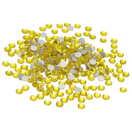 PATIKIL SS30/288Pcs Glass Diamante Rhinestone, Crystal Glass Flat Back Rhinestones Round Crystal Man Made Gems Diamond Decor for Nail Art Craft Clothes DIY Makeup, Yellow