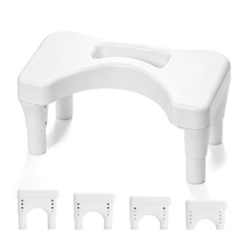 Poop Stool Toilet White Adults for Bathroom, 5.9" to 8.5" Adjustable Height Toilet Stools Squat Adult