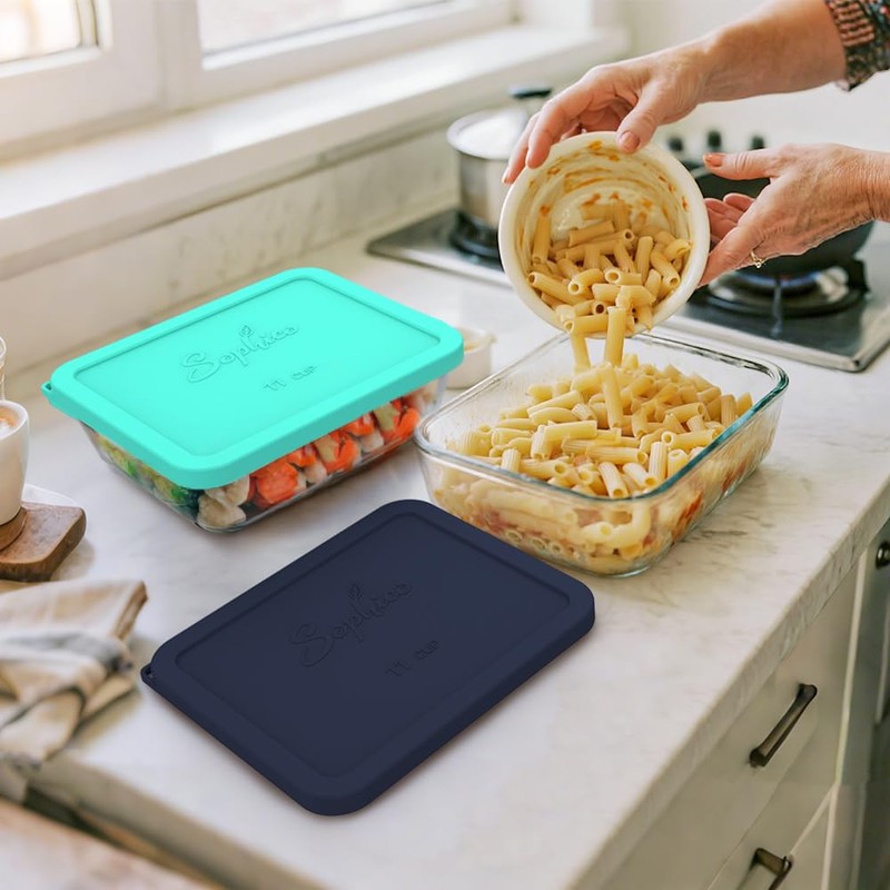 Sophico 11 Cup Rectangle Silicone Storage Cover Lids Replacement for