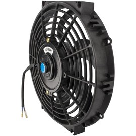 10" inch Slim Fan Push Electric Radiator Cooling 12V 80W High Performance Mount Universal Kit Black Heavy Duty Wide Curved 6 Blades