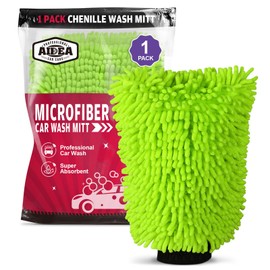AIDEA Car Wash Mitt Microfiber, 1PK, Car Wash Brush, Green, 7.12''X10.14''
