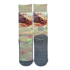 The Good Samaritans (Love God, Love People) Men's Bible Socks, Christian Gifts, Crew, Inspirational Religious Socks for Men